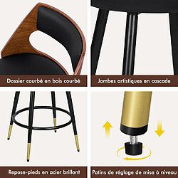 ALFORDSON Pivot Tabourets de Bar Morgan Cuisine Bois Salle à Manger Chaise Noir pas cher