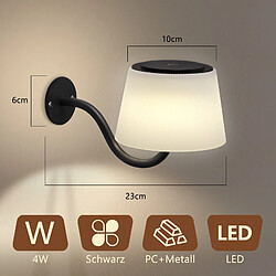 NETTLIFE Applique murale LED d'intérieur sans fil, noire, à intensité variable, avec interrupteur