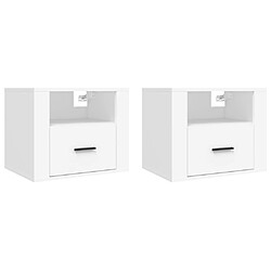 Decoshop26 Lot de 2 tables de chevet murales - Blanc
