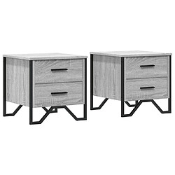 Decoshop26 lot de 2 tables de chevet - Gris