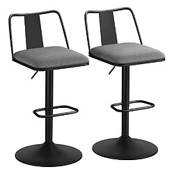 Alfordson Lot de 2 tabourets de bar pivotants - Gris