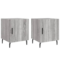 Decoshop26 Lot de 2 chevets avec porte - Gris