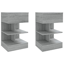 Decoshop26 lot de 2 tables de chevet - Gris
