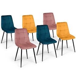 Idmarket LOT 6 CHAISES MILA VELOURS MIX