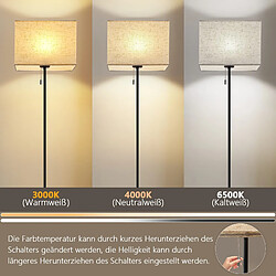 NETTLIFE Lampadaire LED à Intensité Variable Rétro Abat-jour En Tissu Pour Salon, Avec Interrupteur à Tirette