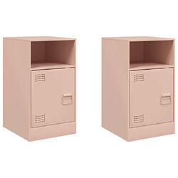 Decoshop26 Lot de 2 chevets métal - Rose