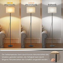NETTLIFE Lampadaire LED à Intensité Variable Rétro Abat-jour En Tissu Pour Salon Avec Interrupteur à Tirette