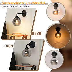 Applique murale d'intérieur vintage NETTLIFE E27 : éclairage mural rétro pour chambre à coucher en verre noir