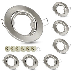 NETTLIFE Kit 6 Spots Encastrables Culot GU10 Cadre 230 V Lumière 50 mm Aluminium Spot Orientable 30° pour Ampoules Halogènes LED