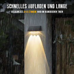 Lampes solaires NETTLIFE pour jardin extérieur - 4 appliques murales solaires LED 2 modes 3000 K blanc chaud