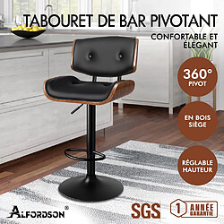 Alfordson tabouret de bar pivotant - Noir