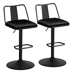 ALFORDSON 2x Tabourets de Bar Vérin à gaz Cuir Chaises Cuisine Cuir Pivotant Gloria Noir