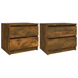 Decoshop26 Lot de 2 tables de chevet 2 tiroirs - Chêne