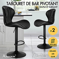 ALFORDSON 2x Tabourets de Bar Pivotants en Cuir Avec Vérin à Gaz Stella Noir