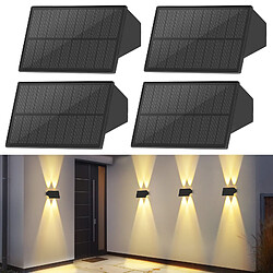 Lampes solaires d'extérieur NETTLIFE - 4 appliques murales solaires d'extérieur, éclairage extérieur, blanc chaud