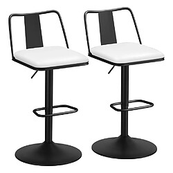 ALFORDSON 2x Tabourets de Bar Vérin à gaz Cuir Chaises Cuisine Cuir Pivotant Gloria Blanc