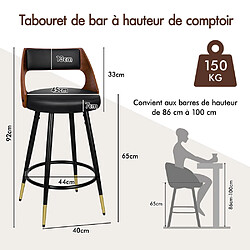 Avis ALFORDSON Pivot Tabourets de Bar Morgan Cuisine Bois Salle à Manger Chaise Noir