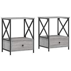 Decoshop26 Lot de 2 tables de chevet avec tiroir - Gris