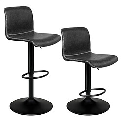 ALFORDSON Tabourets de Bar Remy Cuisine Vérin à Gaz Pivotant Chaise Vintage Cuir Gris