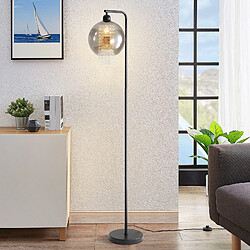 NETTLIFE Lampadaire Intérieur 1 Flamme E27 Gris Fumé Lampadaire Grand Cristal Pour Bureau Canapé