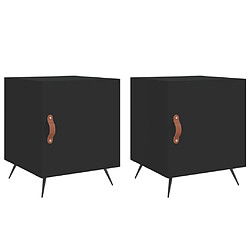 Decoshop26 Lot de 2 tables de chevet avec porte - Noir