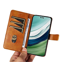 Avis Tongez Étui Pour Huawei Mate 60 Pro Avec couture diamant Et fente pour carte Étui de protection de téléphone en cuir De haute qualité FOXDOCK Marron