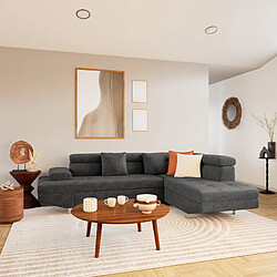 Bestmobilier Margaux - Canapé d'angle droit 5 places convertible avec coffre et têtières réglables en velours texturé