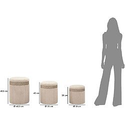 Avis Mauro ferretti Set de 3 poufs coffres ronds - Crème