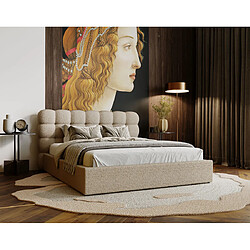 Bestmobilier Lotus - lit coffre - 160x200 cm - sommier inclus - en tissu bouclette