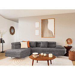 Bestmobilier Margaux - Canapé d'angle gauche 5 places convertible avec coffre et têtières réglables en velours texturé