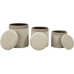 Acheter Mauro ferretti Set de 3 poufs coffres ronds - Crème