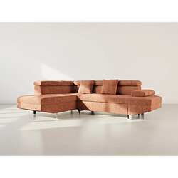 Bestmobilier Margaux - Canapé d'angle gauche 5 places convertible avec coffre et têtières réglables en velours texturé
