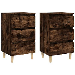 Decoshop26 Lot de 2 tables de chevet - Chêne