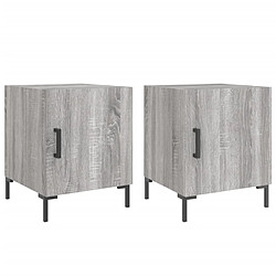 Decoshop26 Lot de 2 chevets avec porte - Gris