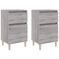 Decoshop26 Lot de 2 chevets avec tiroir - Gris
