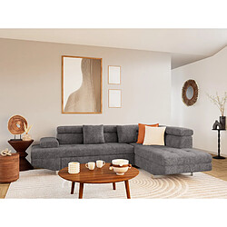 Bestmobilier Margaux - Canapé d'angle droit 5 places convertible avec coffre et têtières réglables en velours texturé