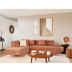 Bestmobilier Margaux - Canapé d'angle gauche 5 places convertible avec coffre et têtières réglables en velours texturé