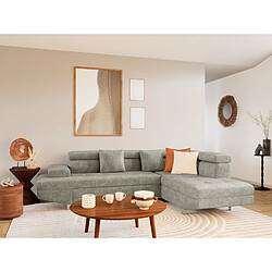 Bestmobilier Margaux - Canapé d'angle droit 5 places convertible avec coffre et têtières réglables en velours texturé