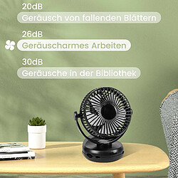 NETTLIFE ventilateur Petit de table USB avec batterie 10 000 mAh silencieux à 4 vitesses incluant une lumière LED modèle 3-en-1 noir idéal pour tente