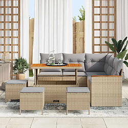 Avis vidaXL Ensemble de canapé de jardin avec coussin Beige Poly rotin