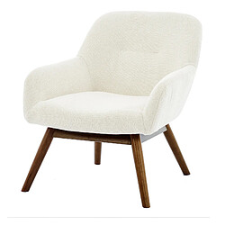Moloo MALMO-Fauteuil en bois patiné noyer et tissu Trendy Beige