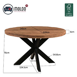 Acheter Moloo Table repas ronde 4 personnes - Manguier