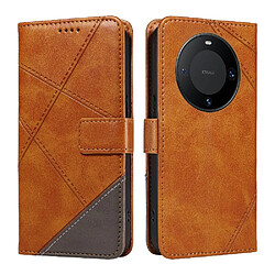 Tongez Étui Pour Huawei Mate 60 Pro Avec couture diamant Et fente pour carte Étui de protection de téléphone en cuir De haute qualité FOXDOCK Marron 