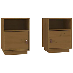 Decoshop26 Lot de 2 chevets à niche - Marron miel