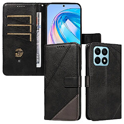 Acheter Flip Étui Pour Honor X8A Et fente pour carte Étui de protection de téléphone en cuir De haute qualité Avec couture diamant FOXDOCK Noir
