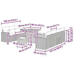 vidaXL Ensemble de canapé de jardin avec coussin 10 pcs Noir pas cher