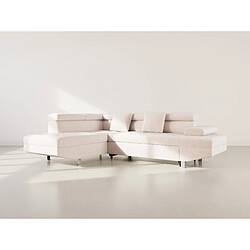 Bestmobilier Margaux - Canapé d'angle gauche 5 places convertible avec coffre et têtières réglables en velours texturé