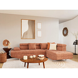 Bestmobilier Margaux - Canapé d'angle droit 5 places convertible avec coffre et têtières réglables en velours texturé