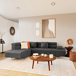 Bestmobilier Margaux - Canapé d'angle gauche 5 places convertible avec coffre et têtières réglables en velours texturé