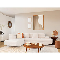 Bestmobilier Margaux - Canapé d'angle gauche 5 places convertible avec coffre et têtières réglables en velours texturé